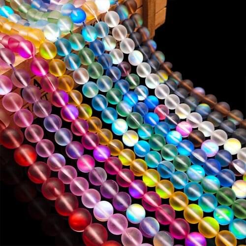 Free delivery Flash Shimmer Round Matte Fiery Shining Glistening Light Crystal Loose Strand Beads for Bracelet Necklace DIY Jewe