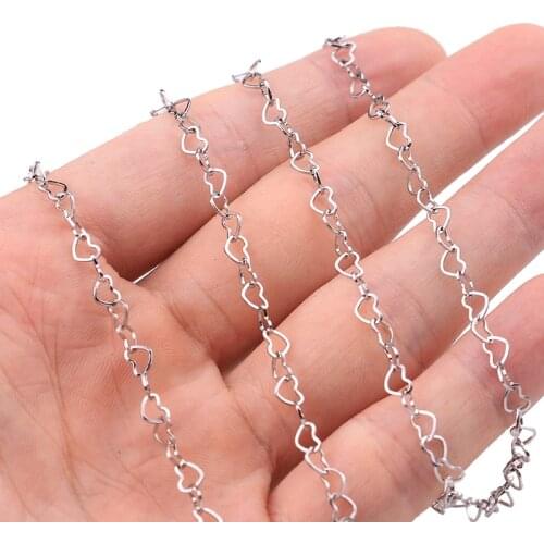 1 Meters 4mm Width Heart Shaped Stainless Steel Chain Jewellery Chains of Necklace Bracelet Earring Accessories Jewelry Making