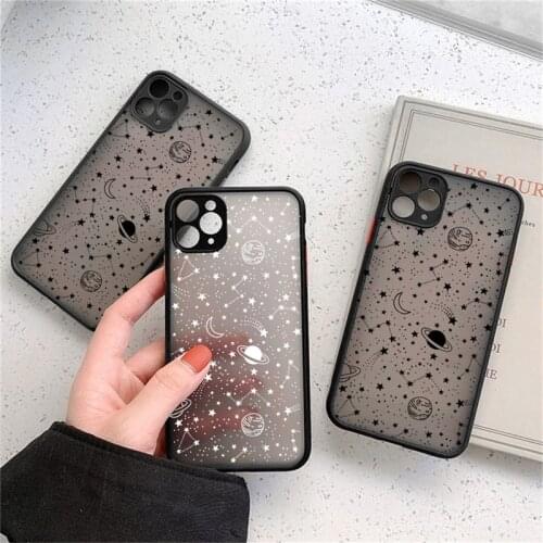 Starry Sky Matte Phone Case For iPhone 12 Pro Max 11 Pro Max 7 8 Plus XS Max XR 12 Mini X SE 2020 Art Planet Transparent Cover