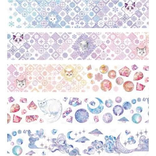 Fairy White Sleeping Cat Washi Masking Tapes for Card Making Bullet Journal DIY Scrapbooking Decorative Stickers
