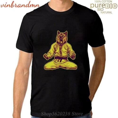 Brazilian Wolf Jiu Jitsu Tshirt Chinese Word Tee Shirt Homme Profession Skill Creative Design Top Cotton BJJ grappler T-shirt
