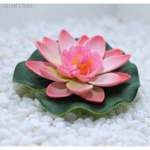 Artificial Pink fake Lotus flowers Heads Water lotus leaf Lily leaf Floating Pool Pond flowers Plants DIY Wedding Decoration B98