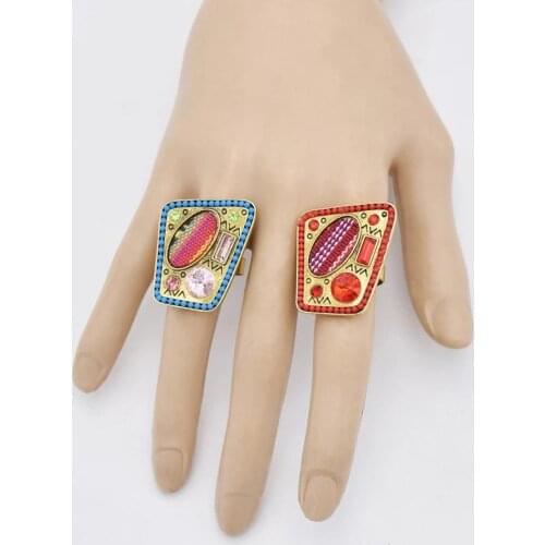 Bohemia Vintage woman rings acetate plate adjustable ring oval acrylic resin geometry rings Trendy Geometric Wedding bands rings