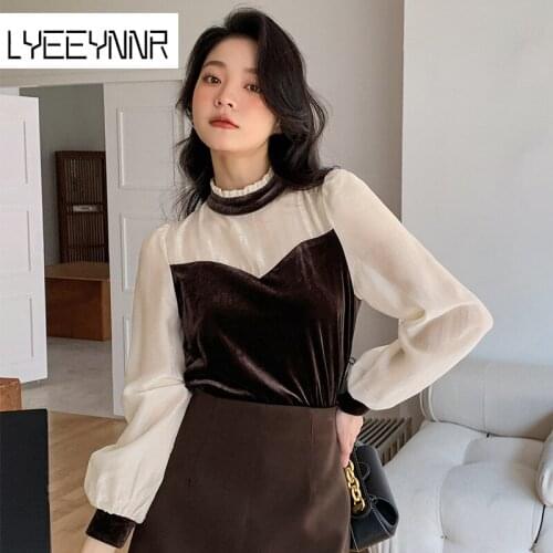 Блузки с воротником стойка LYEEYNNR China At AliExpress