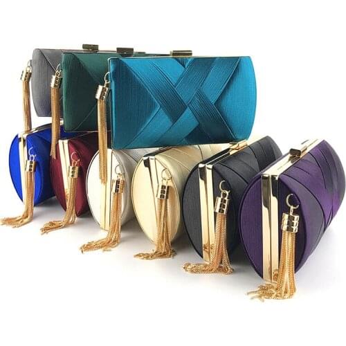 Fashion Womens Bags Clutches Evening Bags Luxury Handbags Banquet Wedding Pouch Party Shoulder & Crossbody Bags Purse Tassel