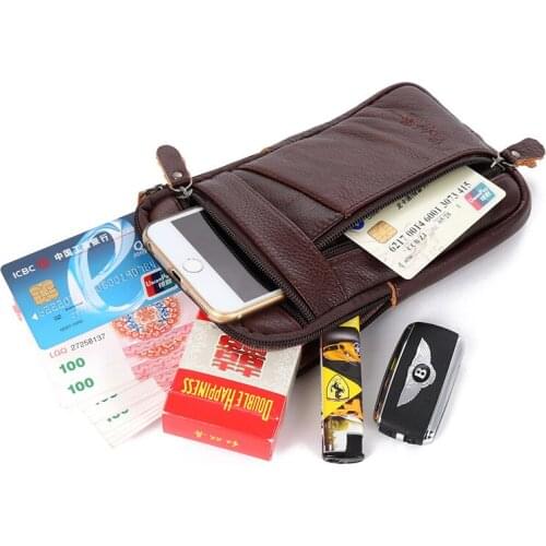 Mens Leather Phone Bag Shoulder Arm Bag Pocket Wallet Protective Case Neck Strap Huawei Glory Samsung iPhone Messenger Bag