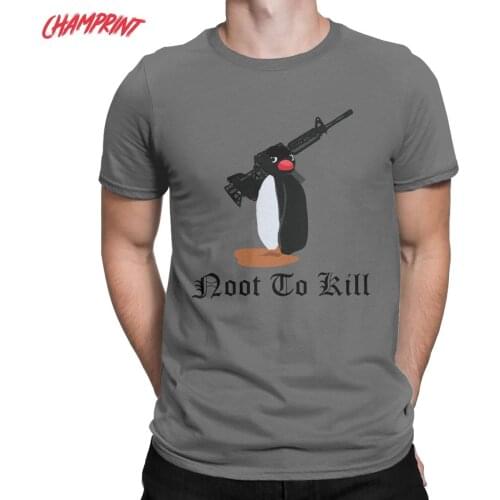 Noot To Kill Slim Fit Pingu T-Shirt for Men Cute Novelty Pure Cotton Tees Crew Neck Short Sleeve T Shirts Original Tops