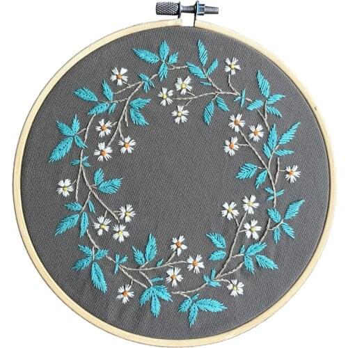 Handmade Embroidery Cross Stitch Kit Thread Needles for Beginners Flower Style