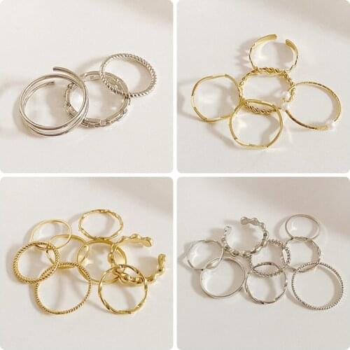 1 Set Simple Fashion Women Rings Metal Circular Spring Ring Set Female Individuality Combination Jewelry Gift