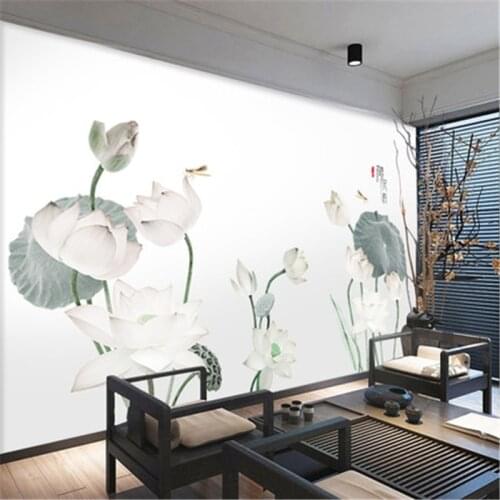 Lotus Wall Sticker Living Room Decoration Sofa TV Background Wallpaper Self adhesive Room Wall Decals Bedroom Decorative Vinyls