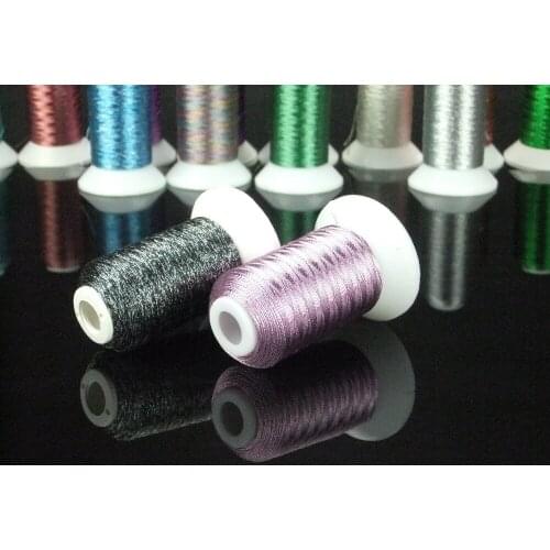 32 Mini Spools Glitter Metallic Computer Machine Embroidery Thread Filament 500m *32/ Kit ,Super Sheen, Light Weight,MS Type