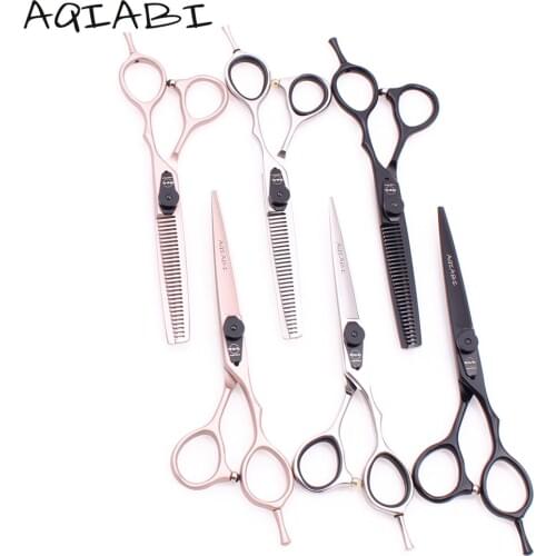 Hair Scissors 6" 17.5cm AQIABI JP 440C Barber Scissors Straight Shears Thinning Shears Hairdressing Scissors Haircut Capes A9015