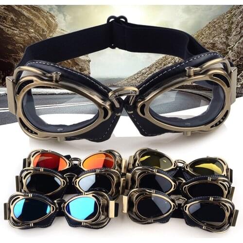 Retro Motorcycle Pilot Goggles Protective Eye Unisex Helmet Glasses Racing Bronze Color Frame For Motorcycle Accessories