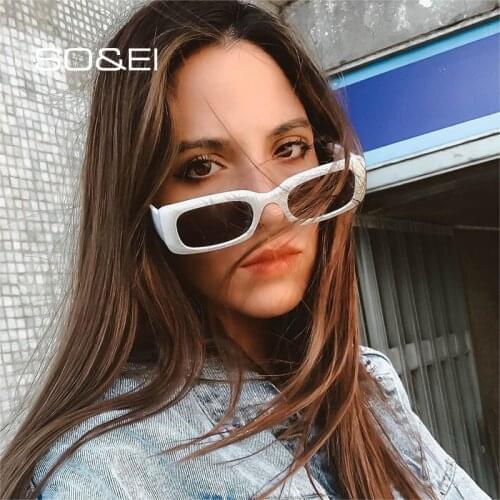 SO&EI Fashion Small Rectangle Women Sunglasses Brand Designer Vintage Female Square Sun Glasses Trending Men Eyewear Shades