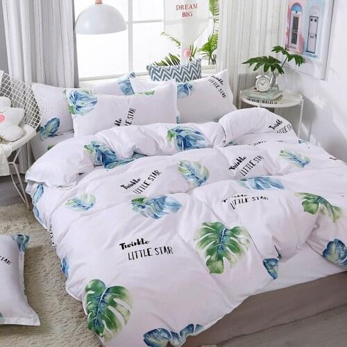 Comforter Bedding Set Duvet Cover Set Bed Sheets Nordic Leaf Pattern Quilt Cover with Pillowcases Bedclothes Soft Home Bed Cover