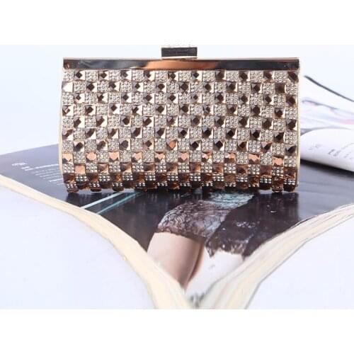Luxury Diamond Crystal Square Clutches Women Evening Bags Handbag Metal Chain Ladies Dinner Party Crossbody Purses Clutch Bolsa
