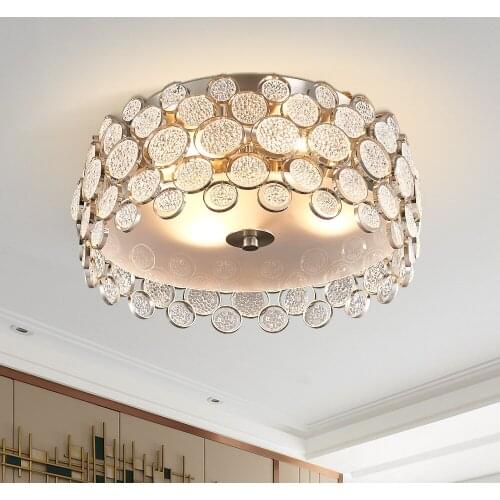 YOOGEE Luxury Modern LED Ceiling Lamp for Bedroom Round Glass Chandelier Light Fixture Home Decor Indoor Lighting Lustre