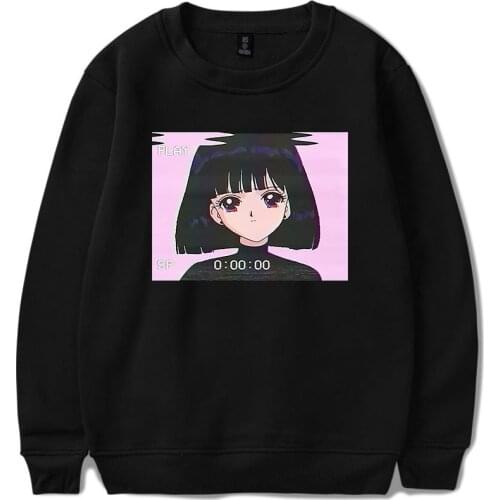 Sad Girl Retro Japan Anime Hoodies Men/Women Aesthetic Vaporwave Hoodie Sweatshirt Harajuku Streetwear Sweatshirts Tops