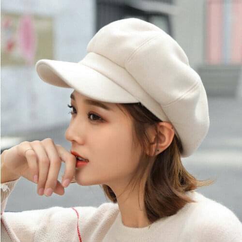 Auutmn Winter Hats for Women Solid Plain Octagonal Newsboy Cap Men Ladies Casual Wool Hat Winter Beret Women Painter Cap