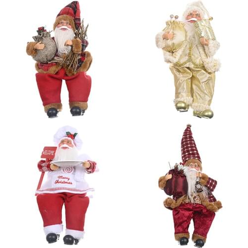 Cloth Art Sitting Position Santa Doll/XMAS Doll/Christmas Backpack Old Man/Office Desktop Decoration/Home Decor