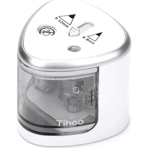 Tihoo Pencil Sharpener Electric Automatic Metal USB Stationery School Office Home Outdoor Art Supplies Black Blade Cut