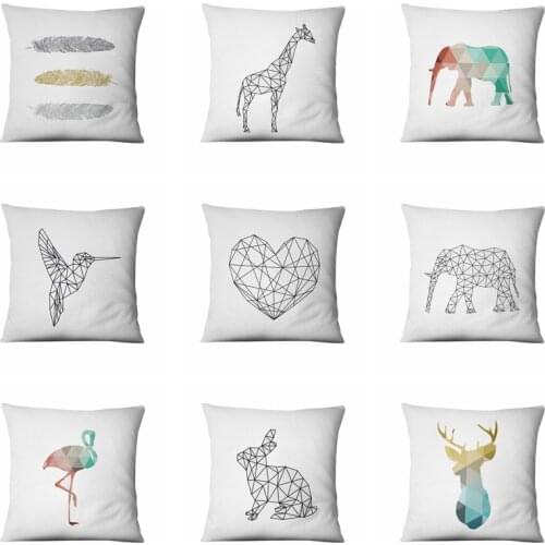 Home Pillow Decoration Simple Geometry Animal Printed Cushion Super Soft Velvet Home Decor Sofa Throw Pillows Almofadas 45*45cm