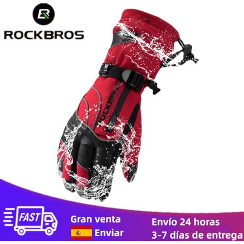 ROCKBROS Windproof Waterproof -30 Degree Winter Men Women Skiing Gloves Snowmobile Snowboard Snow Sports Thermal Grey Ski Gloves