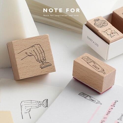 XINAHER Vintage Learning tool gesture decoration stamp wooden rubber stamps for scrapbooking stationery DIY craft standard stamp
