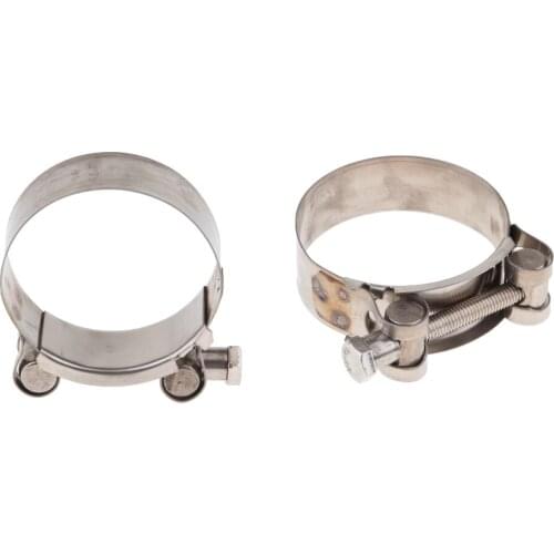 2Pcs Universal Motorcycle Exhaust Pipe Clamp Clip - Stainless Steel 64-67mm