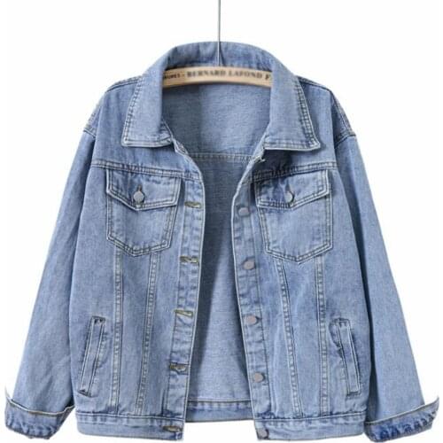 2021 Plus Size Blue Jean Jacket Women Boyfriend Denim Coat Streetwear Harajuku Vintage Autumn Basic Outerwear