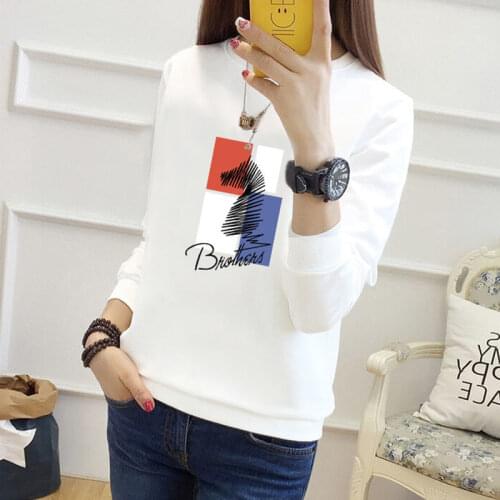 Sweatshirt Female 2021 Autumn Winter New White Long-Sleeved T-Shirt Womens Top Bottoming Shirt Large Size Pullover Ladies L753