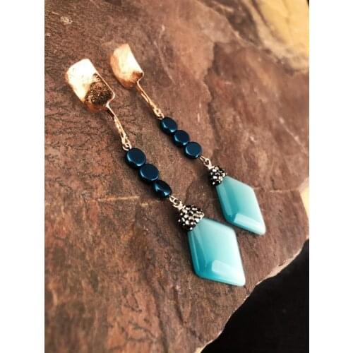 Dr Stone Natural Stone Women 'S Cat 'S Eye Stone Rose Gold Plated Earrings KR 439800255