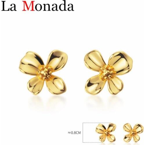 Elegant Simple 925 Sterling Silver Jewelry Four Leaves Flower Smooth Stud Earrings For Women Spring Accessory Jewelry