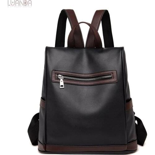 Women Backpack High Quality Casual Fashion Pu Leather Backpacks For Teenage Girls Female Black Shoulder Bag School Student Bag