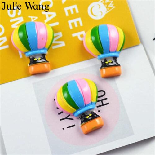 Julie Wang 10PCS Resin Cartoon Hot Air Balloon Colorful Charms Slime Pendants Jewelry Making Accessory Home Phone Case Decor