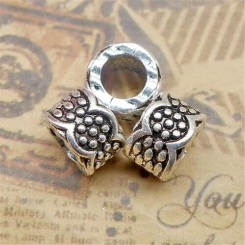 100pcs/lot Antique Silver Loose Beads 6.9x9.8x0.98MM Metal Beads Necklace Accessories