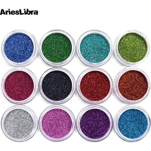 12 pots/set Laser Nail Art Dust Powder Nail Art Fine Glitters Powder Dust UV Gel Polish Acrylic Nail Tips Manicure Decoration