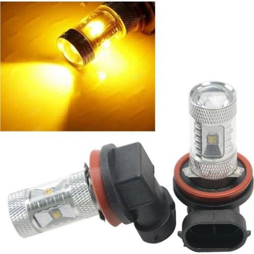 2pcs Yellow Amber 30W High Power Driving Fog Light Projector Lens H11 H8 LED Bulbs H9 H16JP