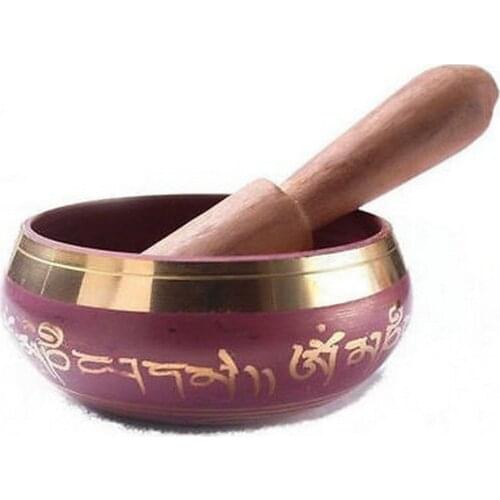 3.7" Collectibles Tibetan Copper Crafted Gold Gilt wonderful Chakra Singing Bowl Antique Garden Decoration Silver Brass