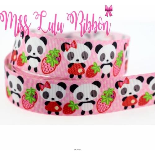 7/8''22mm panda logo printed grosgrain ribbon cute cartoon animal ribbon / elastic tape diy handmade wedding decoration 50yds
