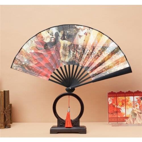 Anime Tian Guan Ci Fu Hua Cheng Xie Lian Ancient Style Tassel Folding Fan Handheld Cloth Fan Cosplay Costume Props Gift