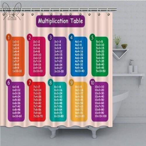 Aplysia Colorful Multiplication Table Art Bathroom Decor Shower Curtain Waterproof Polyester Fabric Bathroom Curtain With Sets
