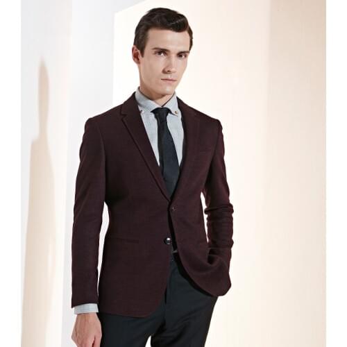 Blazer men 80% wool high quality single breasted smart casual man blazer clothes 2018 autumn new full sleeve slim fit wine red