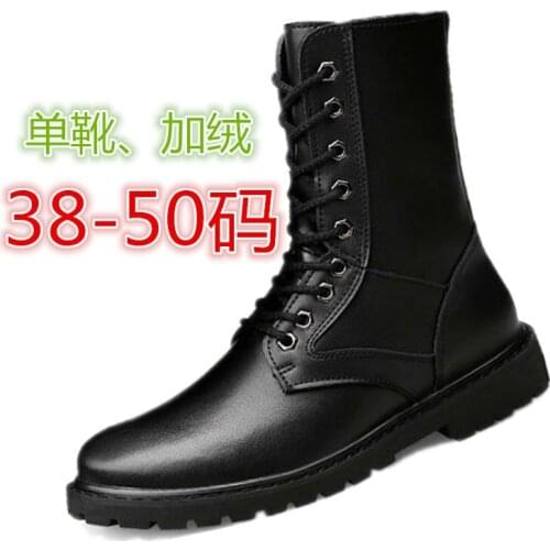 Plush mens boots single boot high top mens leather boots British style retro Martin boots 38-48 49 50