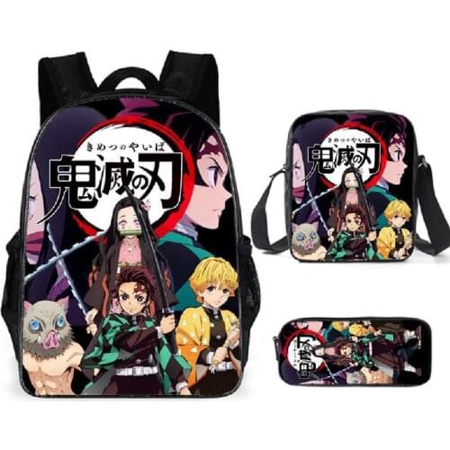 Kids School Bag Backpack Anime Demon Slayer Kimetsu no Yaiba Printed School Bag Customized Backpack Student Mochilas 3pcs/set
