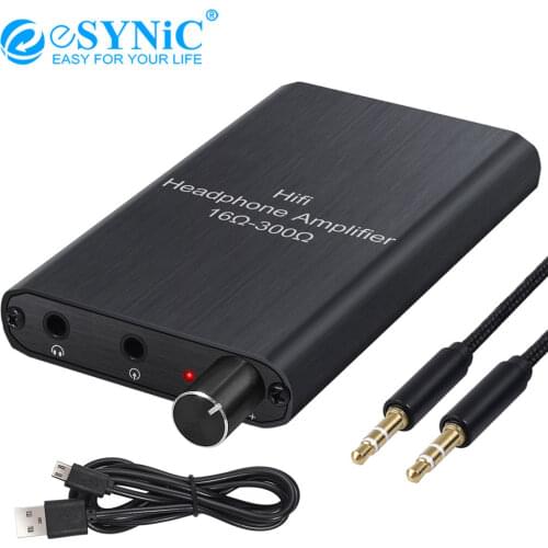 ESYNiC Mini HiFi System Earphone 16-300Ω Aluminum Headphone Amplifier With 3.5mm AUX Input Output for MP3 MP4 Mobile phone