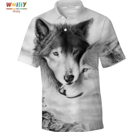 3D Animals Polo Shirts For Men Unisex Casual Novelty Wolf Polo T Shirt For Men and Women Graphic Tees Fashion T-Shirt