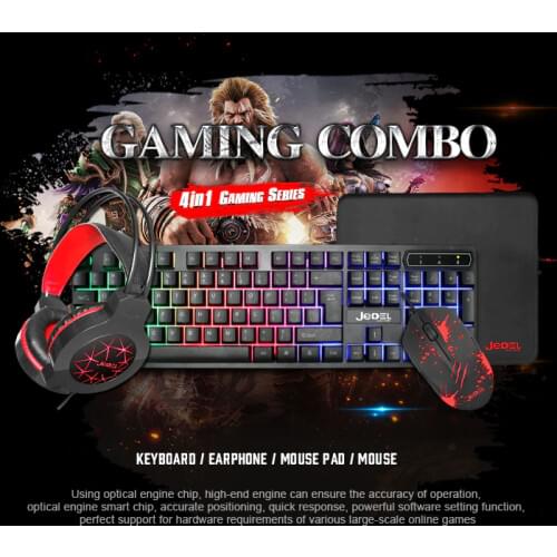 Gaming Gift Box 4 IN 1 RGB Backlit Gaming Keyboard Mouse Headset And Mousepad Combos Bundle PC Gamer Kit Spainish Russian Arabic