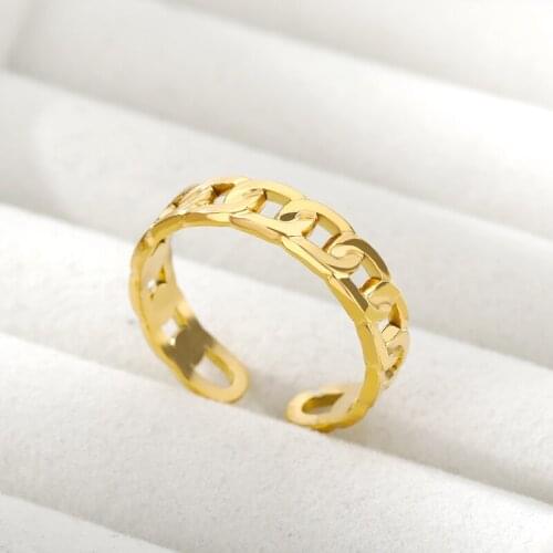 Hiphop Gold Chain Rings For Women Girls Punk Geometric Simple Finger Rings 2021 Trend Opening Women Finger Ring Jewelry Party