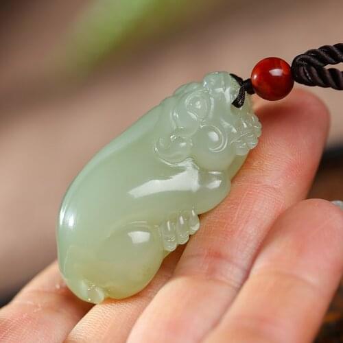 Natural jade A hetian jade handcarved brave troops jade green jade pendant for lovers jade necklace jadeite jade jewelry